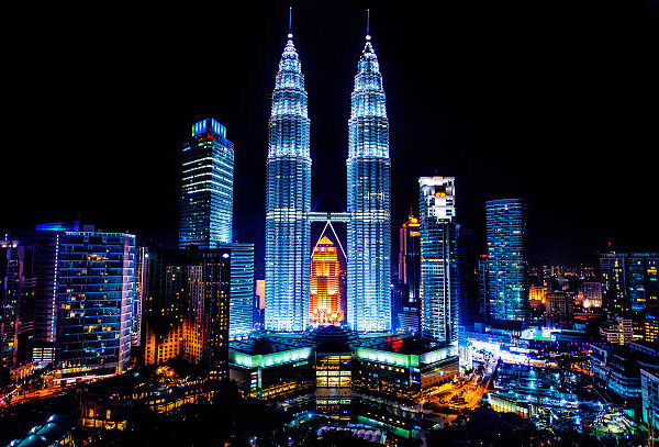 Panoramic night scene of Kuala Lumpur