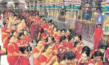 Devotees at temple